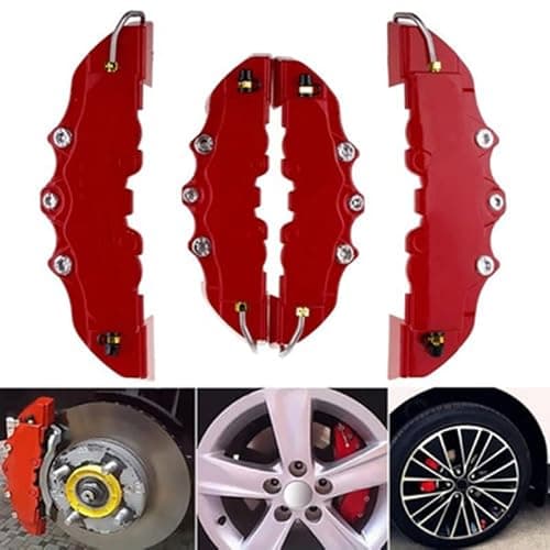 Caliper Cover, 2 Pairs Brake Caliper Covers, Red Style Front & Rear Covers, High Precision Car Disc Brake Protector for Wheel Hub — view 4