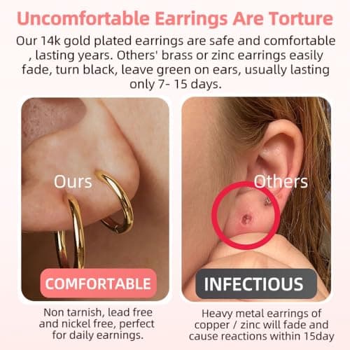 5 Pairs Small Gold Huggie Hoop Earrings Set Women 14K Gold Plated Cartilage Earrings Hypoallergenic Lightweight Stainless Steel Earrings 2nd 3rd Hole Cute Multiple Piercing Stack Jewelry Trendy Gift — view 6
