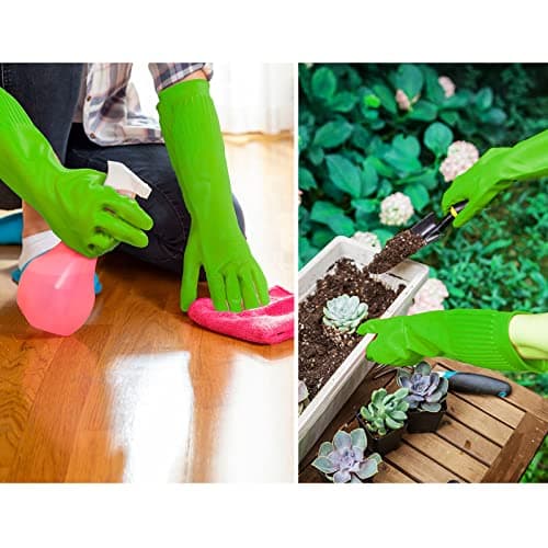 Vgo 3Pairs Dishwashing Gloves, Reusable Household Gloves, Kitchen/Cleaning (Size M, Green, RB2143) … — view 5