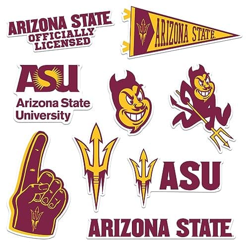 Arizona State University Premium Vinyl Sticker Pack – Large Waterproof Decals for Laptop, Water Bottle, Tablet, Car, Skateboard & More – Officially Licensed ASU Sun Devils Set of 8