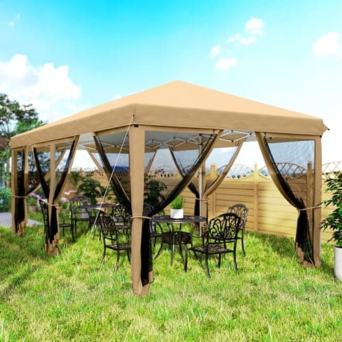 Outsunny 10' x 20' Pop Up Canopy Tent Gazebo with Removable Mesh Sidewall Netting, Carry Bag for Backyard Patio Outdoor, Beige — view 8