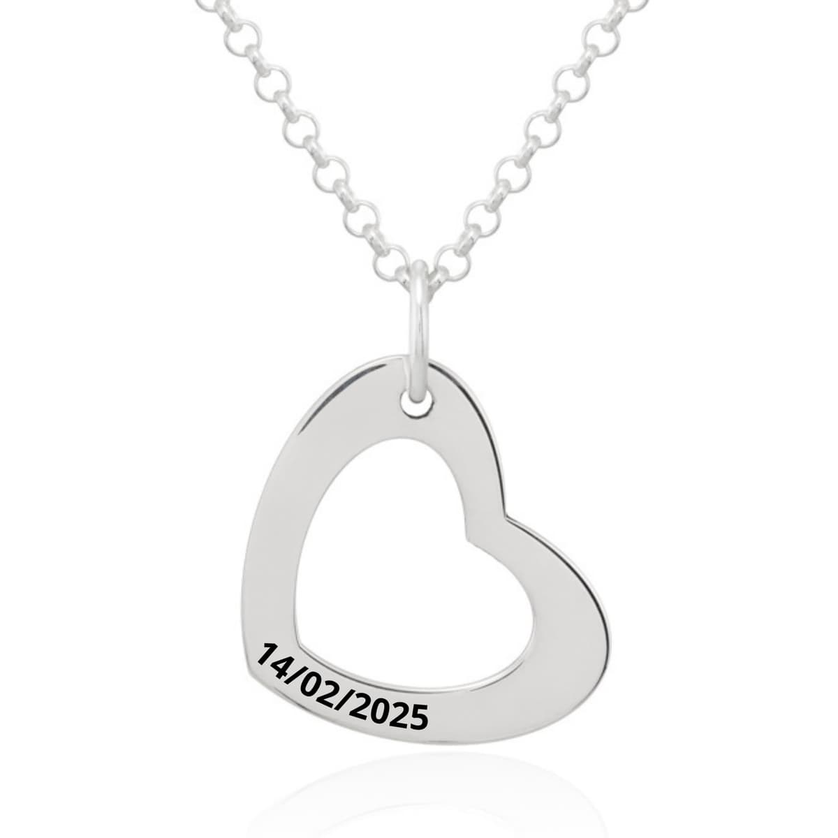 Collar Corazón con Grabación de Nombres Personalizada en Plata de Ley 925 Cadena de 45cm + Alargador. Regalo ideal de San Valentín, para Novia Madre Abuela. Hecho en España. (2 Corazones Plata) — view 10