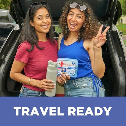 BAND-AID Brand Travel Ready Portable Emergency First Aid Kit, Minor Wound Care, Perfect for Home, Car, Camping, Travel & Outdoor Essentials, Supplies Include Bandages, Neosporin & Tylenol, 80 Piece
