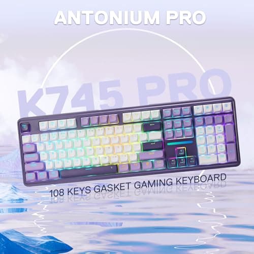 Redragon K745 PRO Wireless Gasket RGB Gaming Keyboard, 108 Keys Mechanical Keyboard w/Extra 4 Hotkeys, Hot-Swap Socket, 5-Layer Noise Dampening, See-Through Round PBT Keycaps, Mint Mambo Switch — view 8