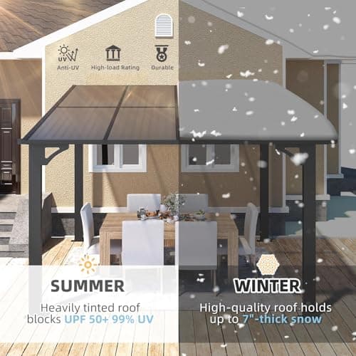 U-MAX 8' x 8' Gazebo for Patio, Hard Top Heavy Duty Gazebo 8x8 Pergola with Roof, Awnings Canopy for Decks, Backyard and More — view 5