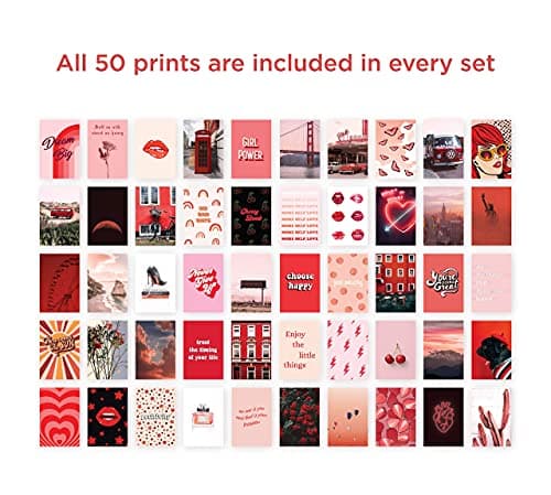 HAUS AND HUES Photo Collage Kit for Wall Aesthetic Decor Red Posters Room Aesthetic, Kit, Prints, VCSO 4"x6" (Set of 50) — view 5