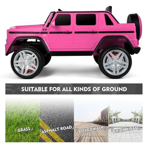Ride On Cars, Licensed Mercedes-Benz Maybach G650S, 12V7AH Battery Powered Toy Electric Car for Kids W/LED Underglow Lights,Remote Control, 2 Motors, 3 Speeds, Music, Bluetooth,Horn, Rose Pink — view 5