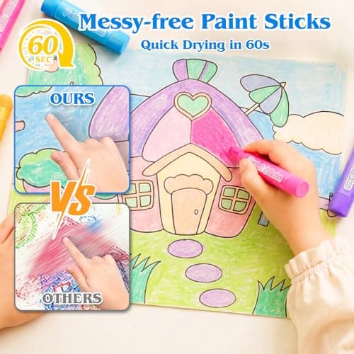 24 Colors Tempera Paint Sticks,Washable Paint Sticks For Kids,No-Toxic,No Mess,90s Quick Drying Art Supplies For Painting,Works Great On Paper,Wood,Glass,Ceramic,Canvas — view 5