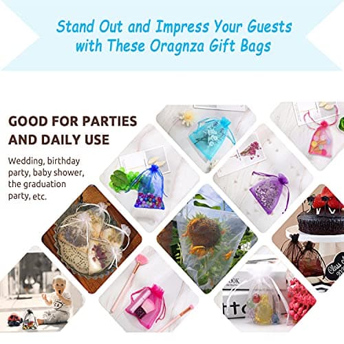 Bezall 100Pcs White Organza Bags 4x6 Inches, Mesh Drawstring Wedding Favors Gift Bags Jewelry Pouches Christmas Candy Bags — view 6