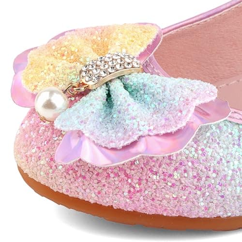 EDOSIR Girls Princess Sparkle Shoes Fancy Heels Girls Party Shoes Dress Heel for Girls Play Shoes,12 Little Kid — view 2