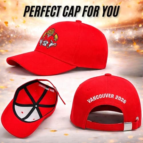 Painted Hills Canada Vancouver 2026 World Cup Soccer Adjustable Fan Cap - Embroidered Beaver – Unisex, six-Panel hat (Red)
