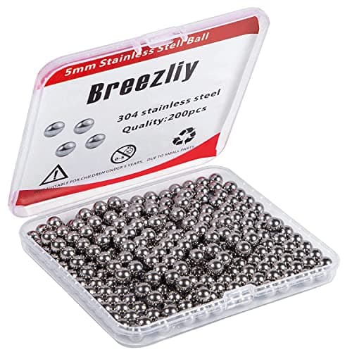 (200 Pieces) Breezliy - 5mm (0.197") Precision Stainless Steel Bearing Balls G25 (304 Stainless Steel Non Magnetic)