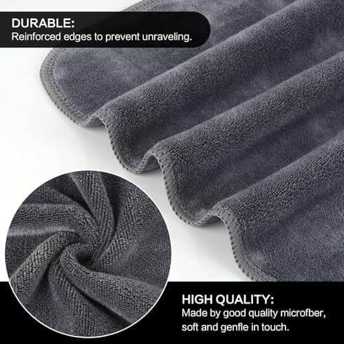 Sinland Microfiber Facial Cloths Fast Drying Washcloth Reusable Makeup Removing Towels Super Soft Facial Cleansing Cloths for Face, Eye, Lips 12 inch x 12 inch Grey 6 Pack — view 2