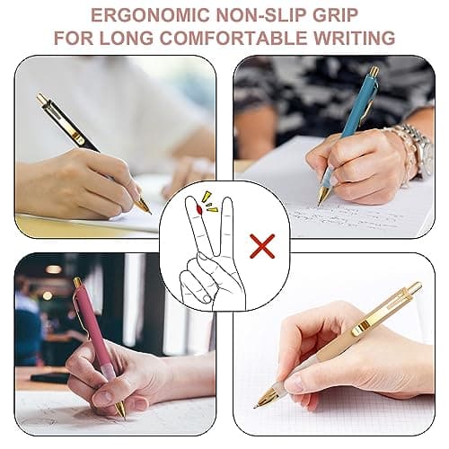 Linbsunne Ballpoint Pens Black Medium Point 1mm Pen with Super Soft Grip Ball Point Pen for Men Women Retractable Pens (gold-12 pcs) — view 2