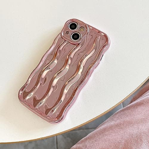 wahhle Water Ripple Pattern Curly Wave Frame Soft Cute Phone Case Cover for Men Women Girls(iPhone 11 Pro Max,Rose Gold)