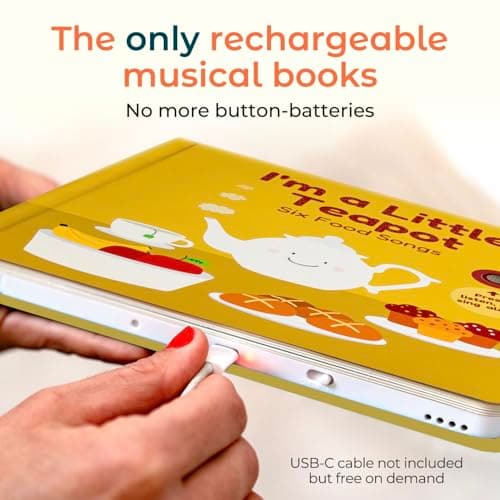 Cali's Books I'm a Little Teapot Music Book for Toddlers 1-3 Years Old - Food Musical Books, Interactive Baby Sound Book, Singing Toy for Children Girls, Learning Song Toys for Toddler Boys