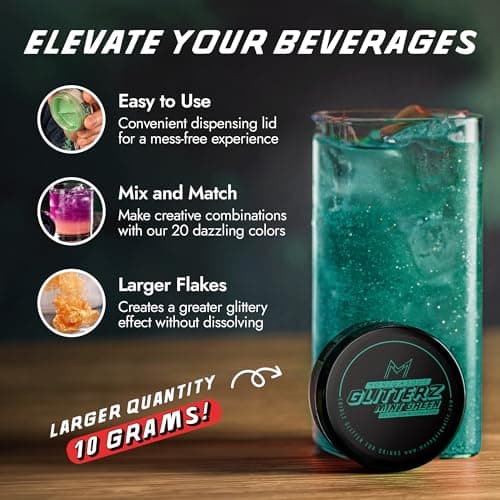 MONÉGASQUE Mint Green Edible Glitter for Drinks & Cakes, 10g — view 3