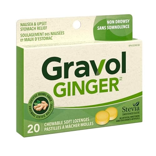 Gravol Ginger - Nausea & Upset Stomach Relief with Organic Ginger Extract - Chewable, Great Taste & Non-Drowsy - 20 Lozenges (Pack of 1) — view 10