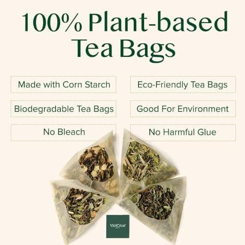 VAHDAM, Assorted Tea Sampler (15 Different Variety in Individually Wrapped Pyramid Tea Bags) Long Leaf Premium Teas I Teas Gift Set I Ideas for Tea Lovers | Gifts for Women & Men — view 3