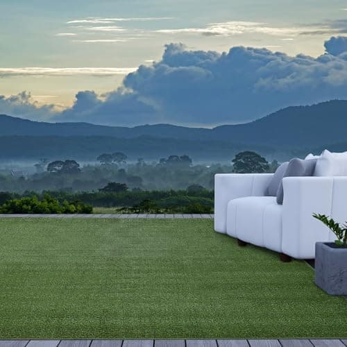 iCustomRug Indoor/Outdoor Turf Carpet & Rugs, Synthetic Grass Artificial Grass for Decks, Patios, Yards, Camping, Boats, Finished Edges with Binding Tape, 6 x 11ft in Lawn Green
