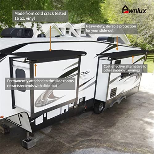 Awnlux Black Modular Slide Topper Awning Slide Out Protection for RVs, Travel Trailers, 5th Wheels, and Motorhomes Slide Out Awning Kit -10'6" (10'1" Fabric) — view 2