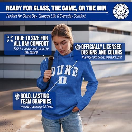 Duke Blue Devils Arch & Logo Gameday Hoodie - Royal Heather Large — view 4