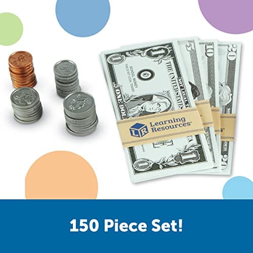 Learning Resources Pretend & Play Money - Kids Cash Register, Dollars, Pretend Classroom Play Sets for Kids, Toy Currency, Toy Dollar Bills — view 3
