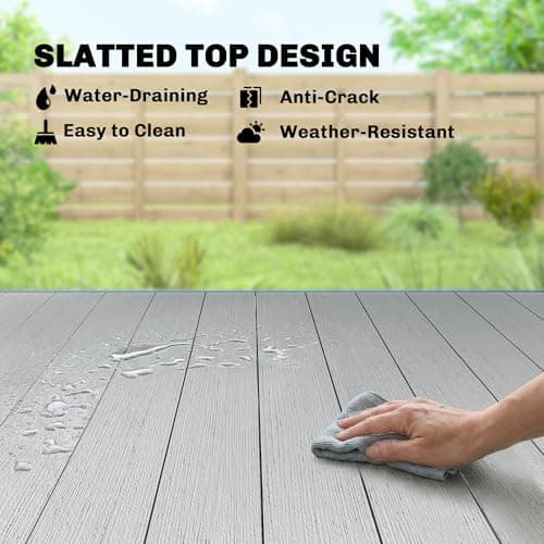 Outsunny 55" Outdoor Dining Table for 6, Rectangular Patio Table with Slatted Wood-Plastic Composite Top and Steel Frame for Garden, Backyard, Deck, Grey — view 4