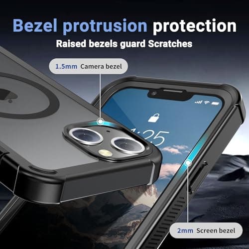 jaroco Magnetic for iPhone 13 Case, [Compatible with MagSafe][Military Grade Drop Protection][Heavy Duty Protection][Non-Slip][Shockproof] 2-Layer Durable Bumper Phone Case 6.1''-Black — view 6