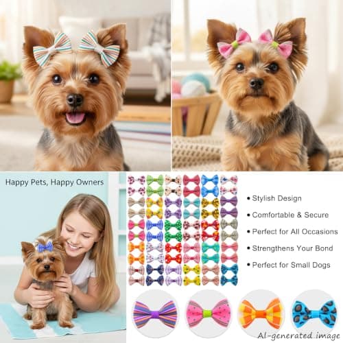 QingHan Dog Hair Bows Small Puppy Clips for Pet Grooming Accessories Doggy Gifts 60Pcs (30 Pairs)