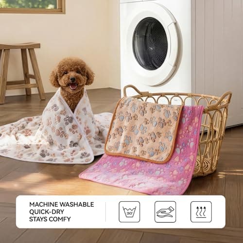 LINENLUX 1 Pack 3 Blankets Super Soft Fluffy Premium Fleece Dog Blankets for Puppy Cat Pet Blanket Flannel Throw Warm Sleep Dog Paw-3pcs 31x20 inch — view 3