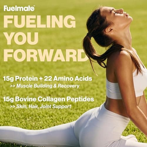 FUELMATE Peach Liquid Collagen Easy Protein Shots - 15g Protein + 22 Amino Acids - Hydrolyzed Bovine Collagen Peptides for Recovery, Skin, Hair & Joints - 10 x 1.29oz - Sugar, Dairy & Gluten Free — view 5