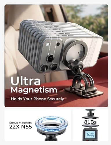 LISEN for MagSafe Car Phone Mount -Strong Magnets Magnetic Phone Holders for Your Car 2-in-1 Vent Dashboard Magnet Cell Phones Holder Mounts Car Accessories Gitfs for Men Women fit iPhone, CarbonFiber — view 2