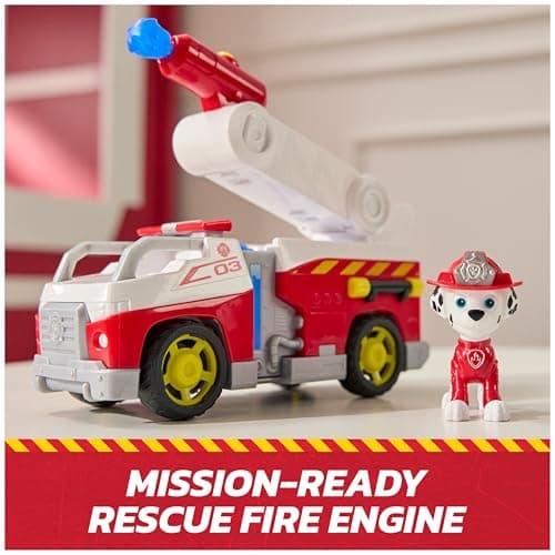 PAW Patrol Fire Rescue: Marshall Rescue Fire Engine with Action Figure & Projectile Launcher & Toy Truck, Kids Toys for Boys & Girls Ages 3 and Up