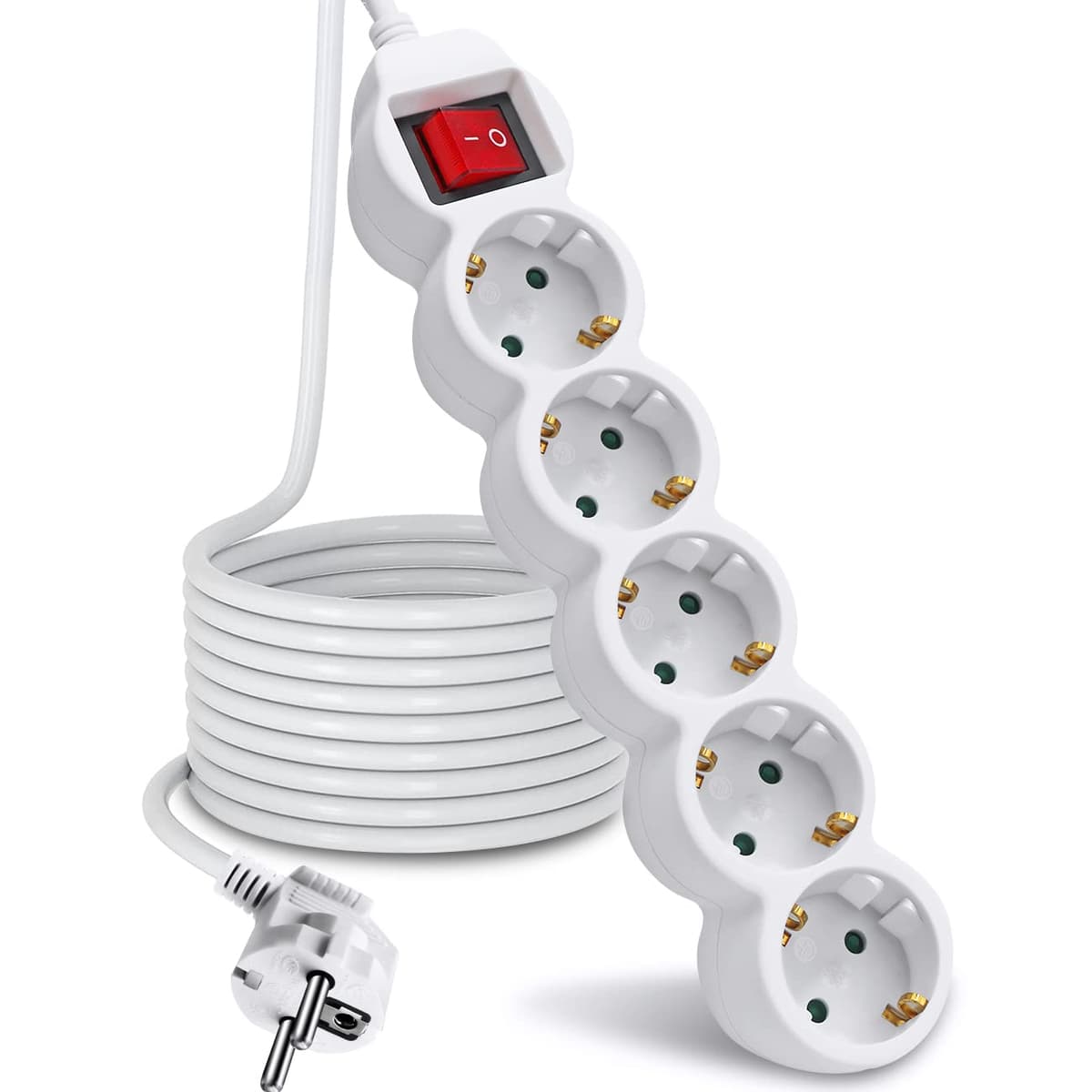 EXTRASTAR Regleta alargador de 3 Metros con 4enchufes e Interruptor Blanco — view 7