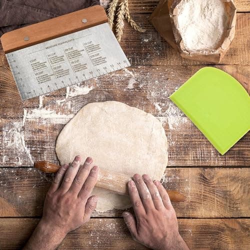 BOORIKA Dough Scraper & Bench Scraper Kitchen – Stainless Steel Sourdough Tools – Dough Cutter for Sourdough Bread, Pizza, and Flat Top Griddles – Chef Approved (Light) — view 4