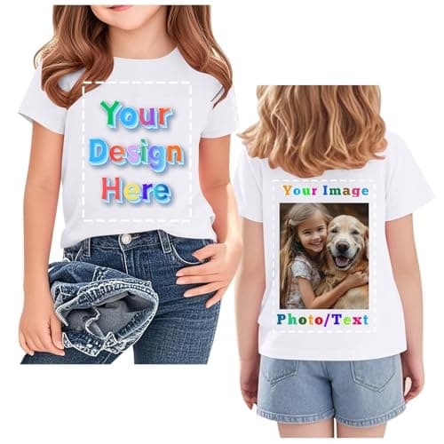 Custom T Shirts for Kids Boys Girls Personalized Youth T-Shirt Custom Image/Text Customized Front/Back Print White
