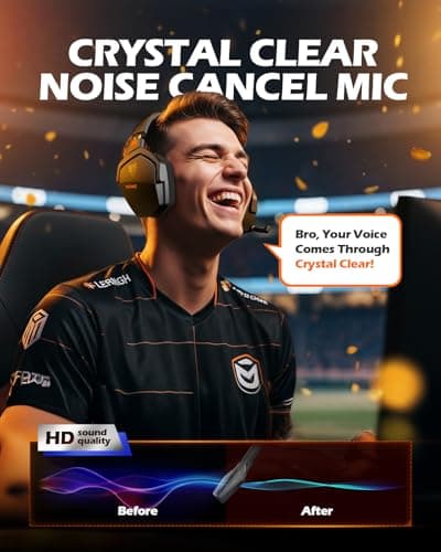 NUBWO Wireless Gaming Headset with Mic for Ps5 Ps4 PC, Zero Interference, 100-Hour Battery All-Day Play, 23ms Sync​ for Fortnite & Call of Duty/FPS Gamers, Triple Mode All Devices Compatible - Orange — view 6