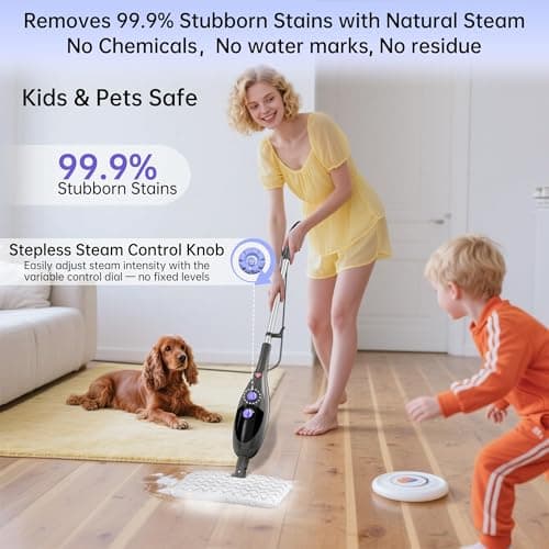 Steam Mop, Upgraded 12-in-1 Steam Mopping Cleaners, 15-Second Fast Heat Up,Lightweight, Large 400ml Tank, Adjustable Steams for Multi-Surface Cleaning - Floor, Windows, Furniture & More — view 3