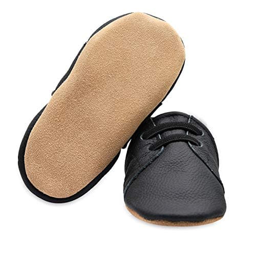 iEvolve Baby Toddler Soft Sole Prewalker Baby First Walking Shoes Crib Shoes Baby Moccasins (Black, 12-18 Months) — view 4
