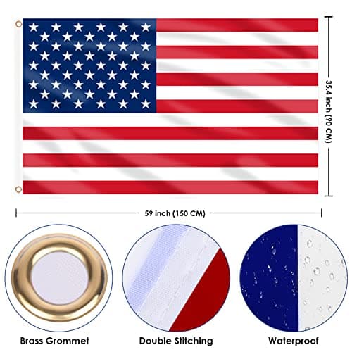 AhfuLife American Flag 3x5 Ft for World Cup Decorations 2026, Double Side with Brass Eyelets for American Party Bar Garden Street Decoration Indoor Outdoor