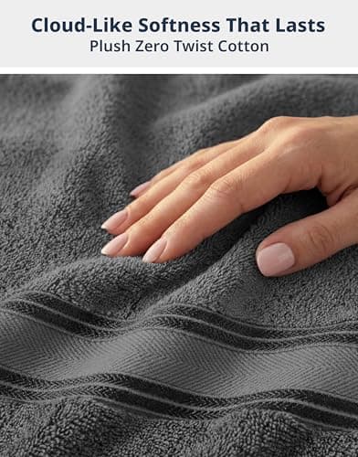 LANE LINEN 18-Pack Premium Towels for Bathroom – 100% Cotton Towel Set, Zero Twist, 6 Bath, 6 Hand & 6 Washcloths,Gentle on Body, Highly Absorbent, Remains Soft After Wash, Hotel & Spa Quality – Grey — view 3