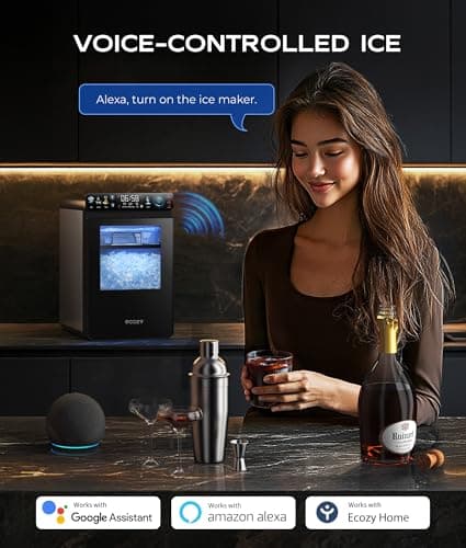 ecozy Smart Nugget Ice Maker Countertop, First Full-Color Smart Panel Ice Machine with APP Control, Double-Layer Insulation, 44 lbs/24H Soft Pellet Chewable Ice, Pull-Out Water Tank, Self-Cleaning — view 2