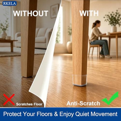 Chair Leg Floor Protectors, 24 Pack Square Furniture Pads for Hardwood Floors, Silicone Chair Leg Caps with Felt Pads, Anti-Scratch Reduce Noise, Fit (1-1/16" to 1-5/8") — view 3