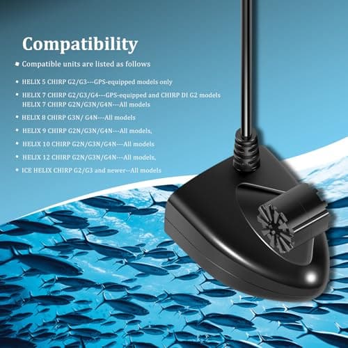 710274-1 XNT 9 HW T Transom Transducer Fit for Helix 5/7/8/9/10/12 with Dual Spectrum Chirp Sonar丨3-Pin End丨20-ft Cable 丨Built-in Temperature Sensor — view 2