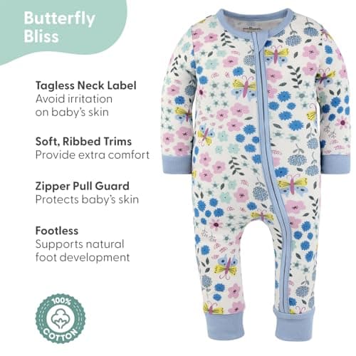 The Peanutshell 2-Pack Sleep and Play Baby Boy Clothes, 12-18 Months, Soft Cotton Footless Pajamas, Blue Checker & HappyShark — view 3