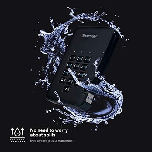 iStorage diskAshur2 HDD 2TB Black | Secure portable hard drive | Password protected | Dust & water resistant | Hardware Encryption — view 4