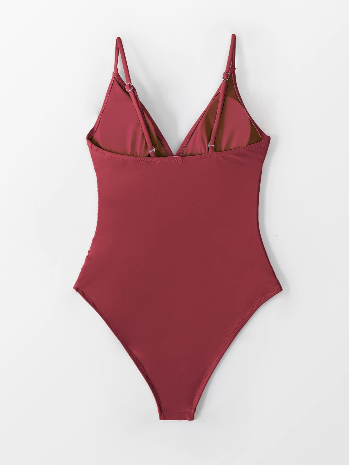 CUPSHE Traje de baño de una pieza para mujer, escote en V profundo, correas espaguetis ajustables, fruncido, frente, espalda baja, traje de baño — view 5