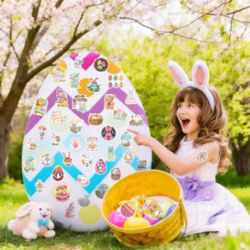 Holographic Easter Stickers for Kids, 100PCS Egg Bunny Stickers for Kids -Easter Egg Stuffers - Vinyl EasterEgg Games Crafts Activities Party Favors Basket Stuffers - Kids Gifts for Boys Girls — view 2