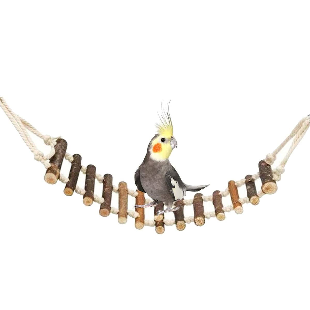 Allazone 14 Pz Juguetes para Pájaros, Escalera de Madera, Pájaros Juguetes con Campanas Que Cuelga la Perca Juguete para Pequeños y Medianos Loros de Aves — view 4